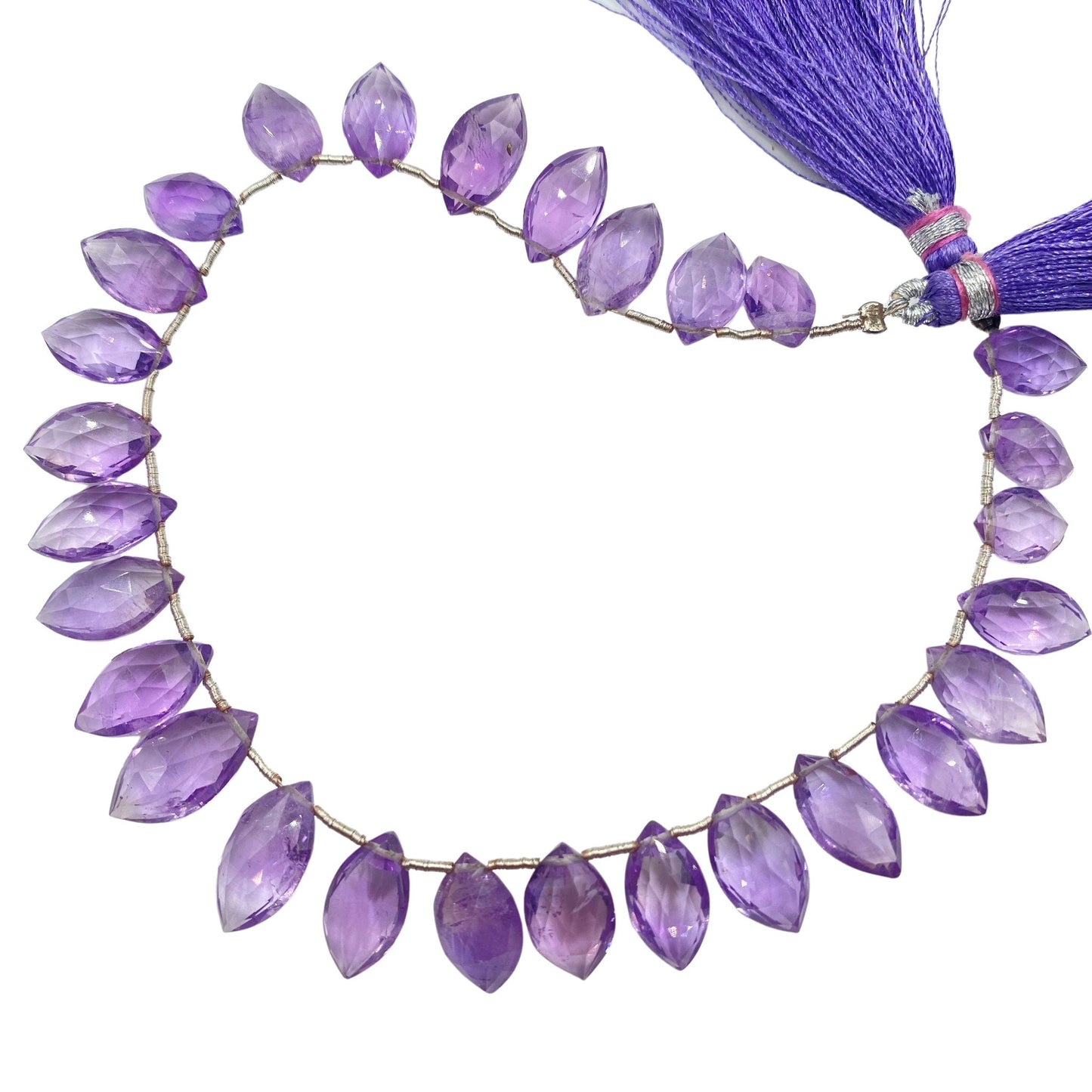 Natural Amethyst Faceted Marquise Gemstone Beads 8" Strand