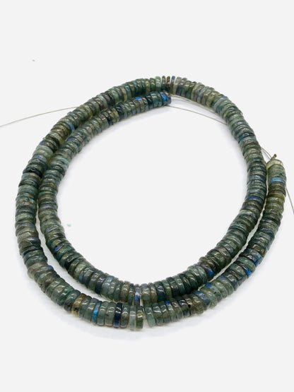 Natural Labradorite Heishi Tyre Beads – Smooth Blue Flash Gemstone 16 Inch