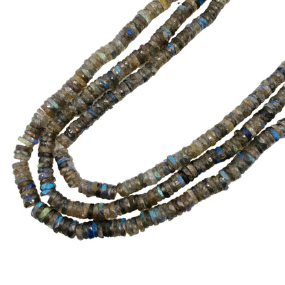 Natural Labradorite Heishi Tyre Beads - Faceted Blue Flash Gemstone 16 Inch