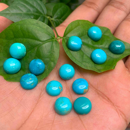 Natural Arizona Turquoise Round Gemstone Cabochon, CALIBRATED Loose Stone Cab, Round Jewelry Making Cabochons Semi Precious Cab