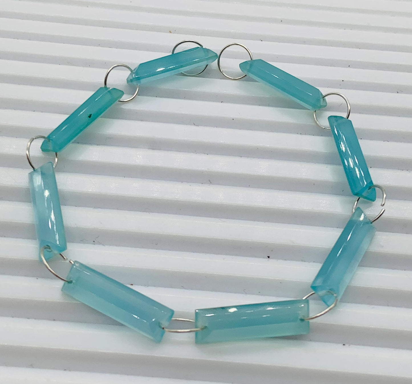 10 Pieces Natural Aqua Chalcedony Baguette Step cut Faceted Gemstone beads Size 20X6X4mm Gift for her Both Side Face Drill Gemstone BBI1129