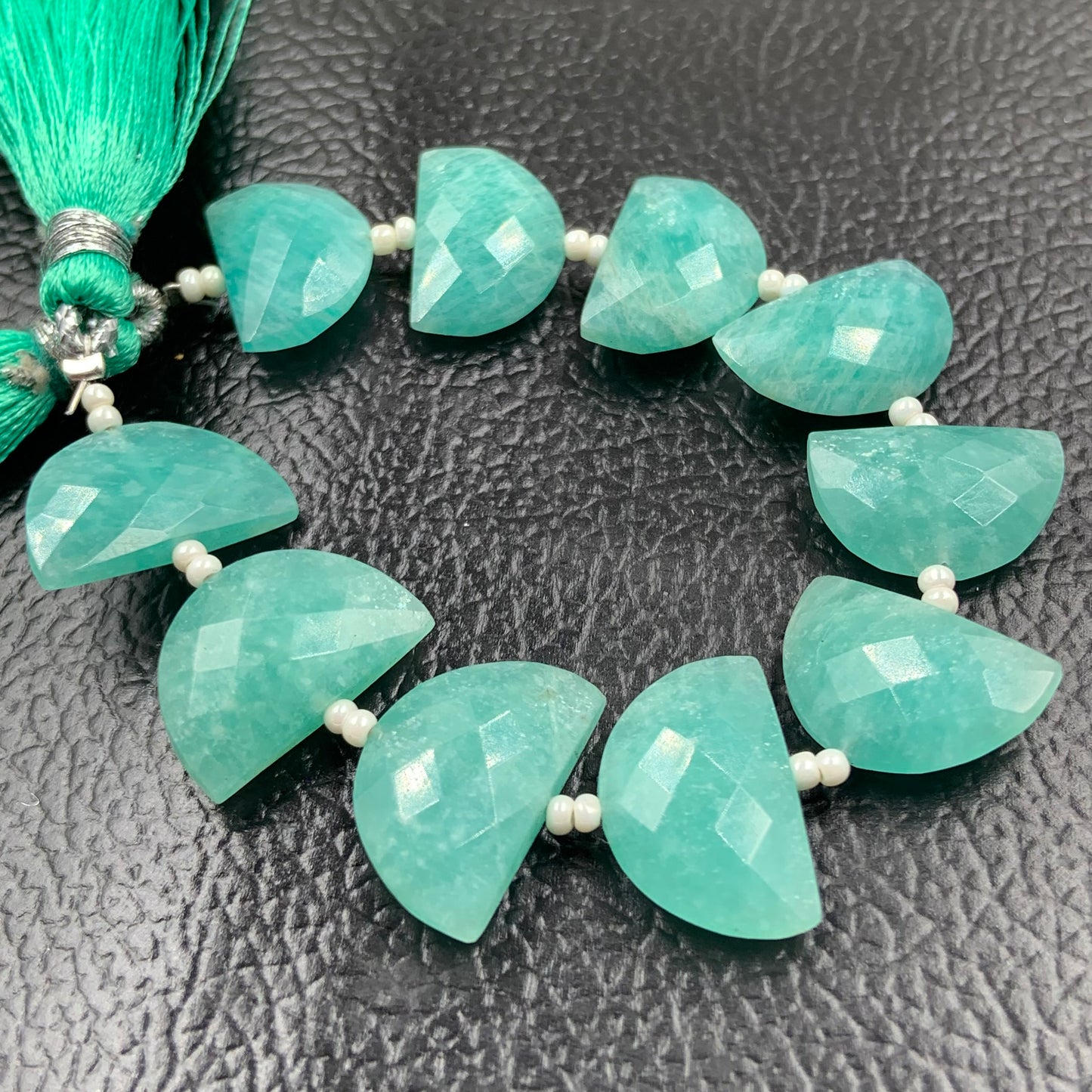 10 pcs Natural Amazonite straight drill D shape (half moon ) briolette faceted Amazonite Gemstone size 10X16mm handmade gemstone for jewelry