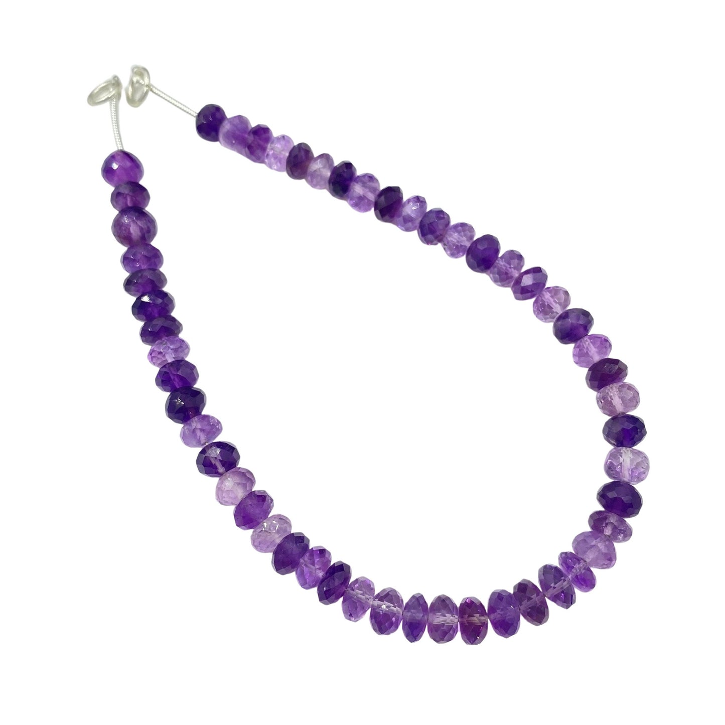 Natural Purple Amethyst Faceted Rondelle Gemstone Beads 8" Strand