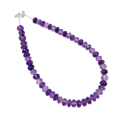 Natural Purple Amethyst Faceted Rondelle Gemstone Beads 8" Strand
