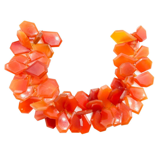 Faceted Carnelian Nugget Beads Fancy Slice Cut Side Drilled Gemstone Beads