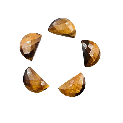 2 Pieces Natural Tiger Eye Faceted Semi Circle Shape Gemstone, Size 10x16mm, Half Moon Gemstone Briolette, Making Jewelry, SKU-BBI231