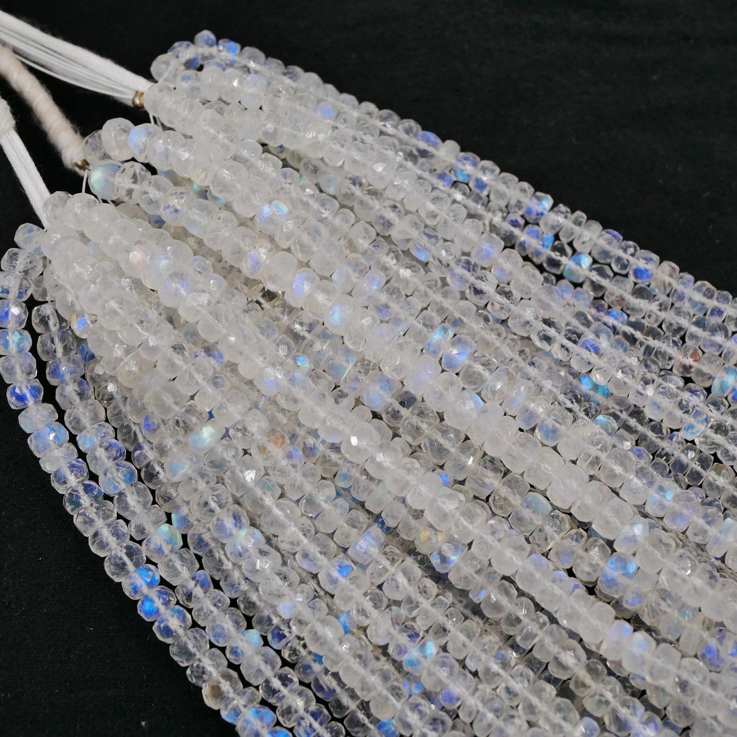 AAA Quality Natural White Rainbow Blue Flashy Roundel Beads White rainbow Faceted Rondelle Shape Beads Briolette Jewelry Making Beads 16inch