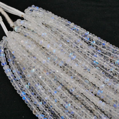AAA Quality Natural White Rainbow Blue Flashy Roundel Beads White rainbow Faceted Rondelle Shape Beads Briolette Jewelry Making Beads 16inch