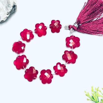 10 Pieces Red Wine Quartzite Faceted Double Drilled Gemstone Beads, Cloud Shape Gemstone, Hand Carved Gemstone Size 14x15x6mm BBI1119