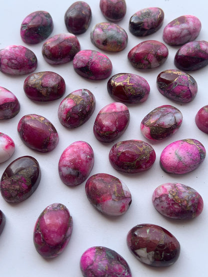 Natural Pink Copper turquoise Smooth Cabochon Gemstone Oval Shape Cabochon for jewelry making Semi Precious Cabochon for Rings Size 10x14mm