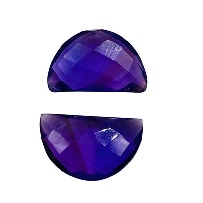 2 Pieces Natural Amethyst Gemstone, Faceted Half Moon D - Shape Gemstone, Earring Components, Size 10x16mm , Loose Stone Beads, SKU-BBI212