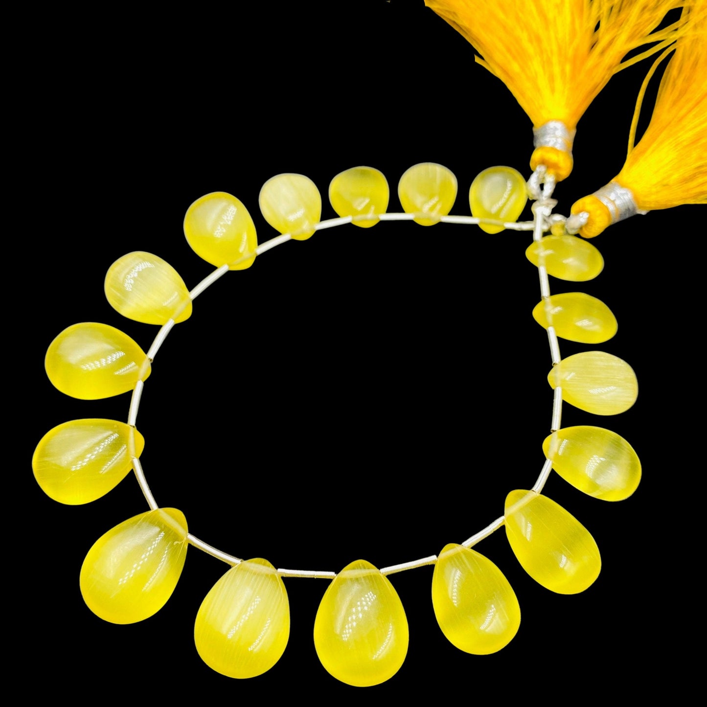 Monalisa Yellow Smooth Pear Shape Gemstone Briolette, Side Drilled Pieces, Teardrop Shape Strand, Monalisa Jewelry Making, SKU-BBI725