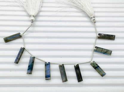 AAA Labradorite Faceted Baguette Step Cut Gemstone Beads 10 Pcs