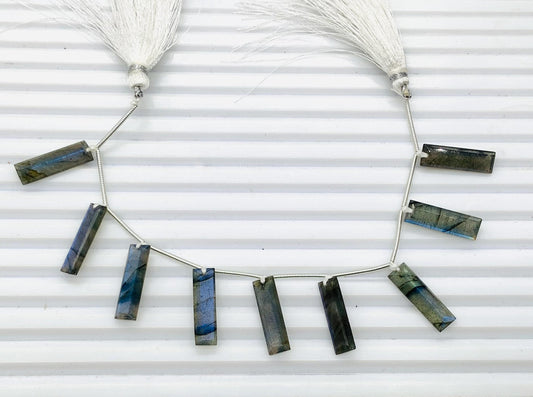AAA Labradorite Faceted Baguette Step Cut Gemstone Beads 10 Pcs