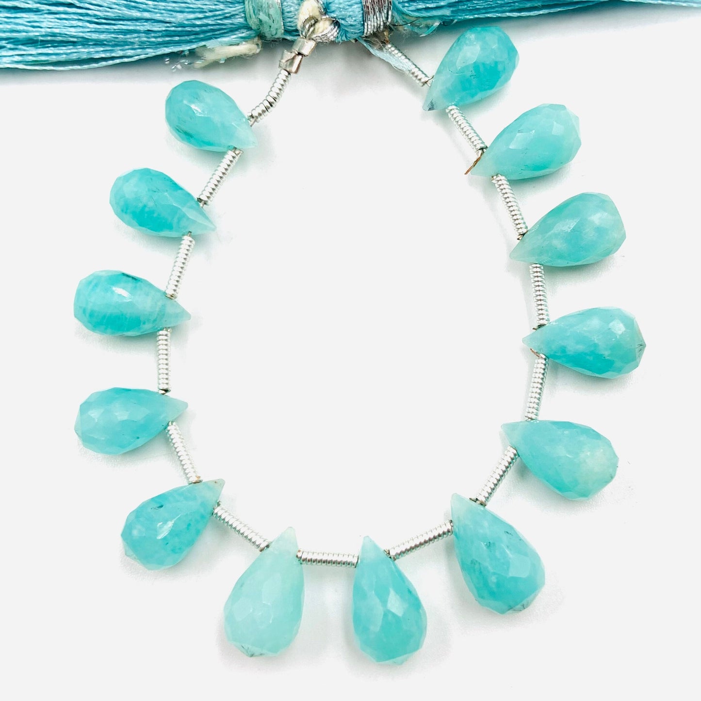4 Inches Natural Amazonite Buds Briolette Beads Amazonite Gemstone Faceted Flower Buds Size 5X9 MM To 6X10 MM Amazonite Drops jewelry Making
