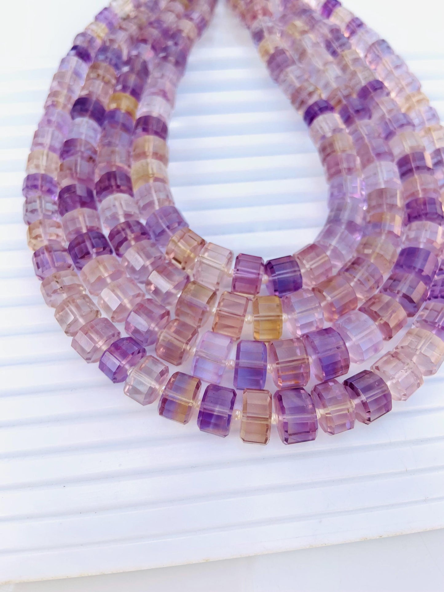 Natural Ametrine Faceted Tyre Gemstone Beads 15" Strand