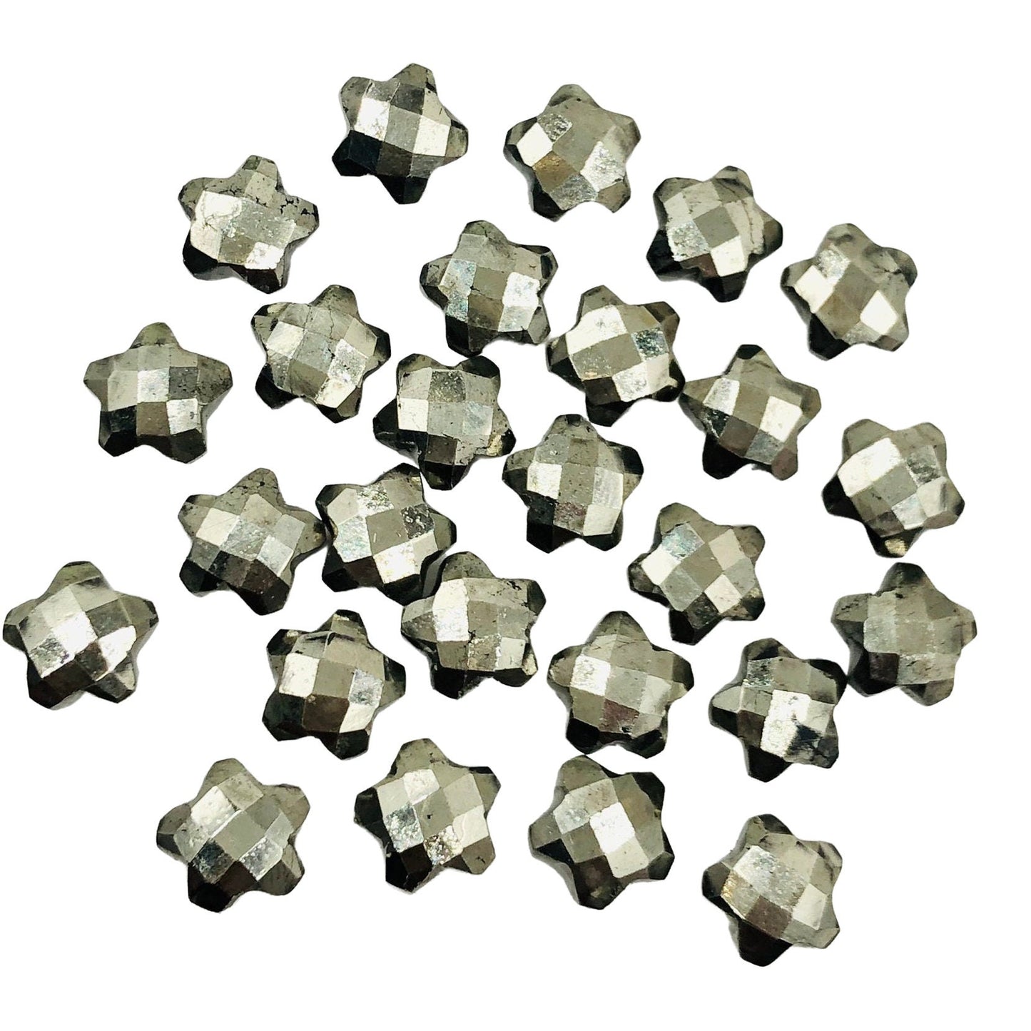 2 Pieces Natural Pyrite Faceted Star Shape Gemstone, Hand Carved Star Shape Briolette, Size 10mm, Making Pendant & Earring, SKU-BBI129