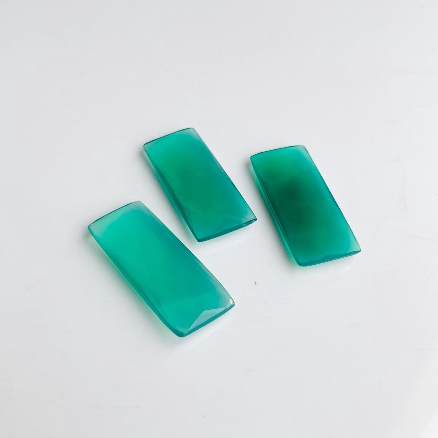 3 Pieces Natural Green Onyx faceted Rectangle Shape face drill Gemstone beads, Size 12x60mm Earring making gemstone briolette gift for her
