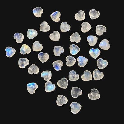 Natural White Rainbow Moonstone Faceted Carved Heart Shape Loose Gemstone Beads,Carved Heart Shape Gemstone Briolette,Gemstone Beads BBI305