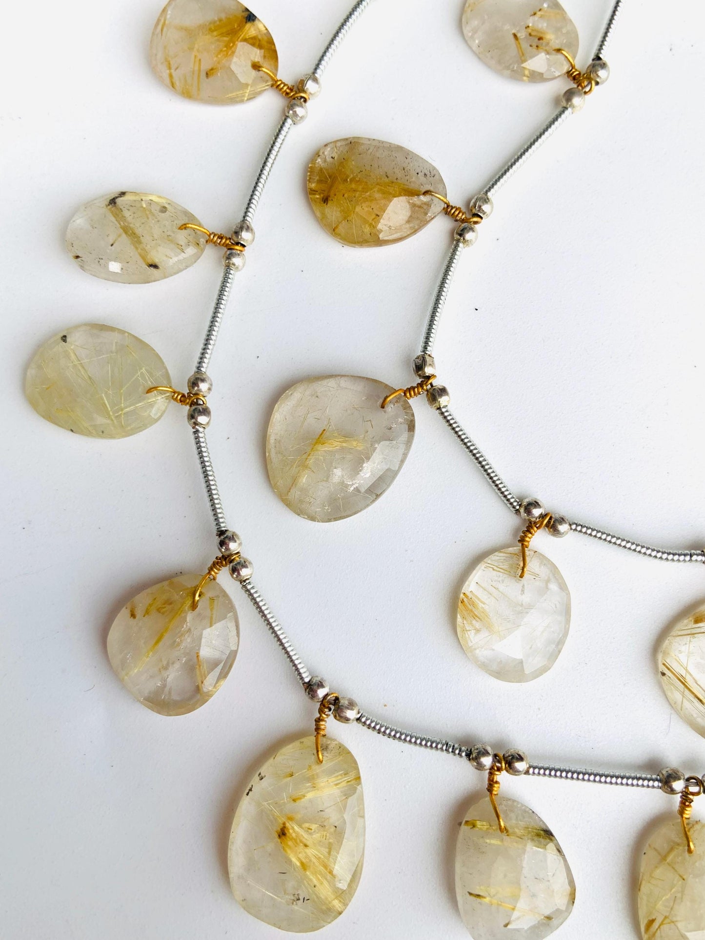 Natural Golden Rutile Rose Cut Slices Cabochons – Free Form Faceted Flat Back Gemstones