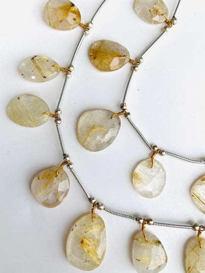 Natural Golden Rutile Rose Cut Slices Cabochons – Free Form Faceted Flat Back Gemstones