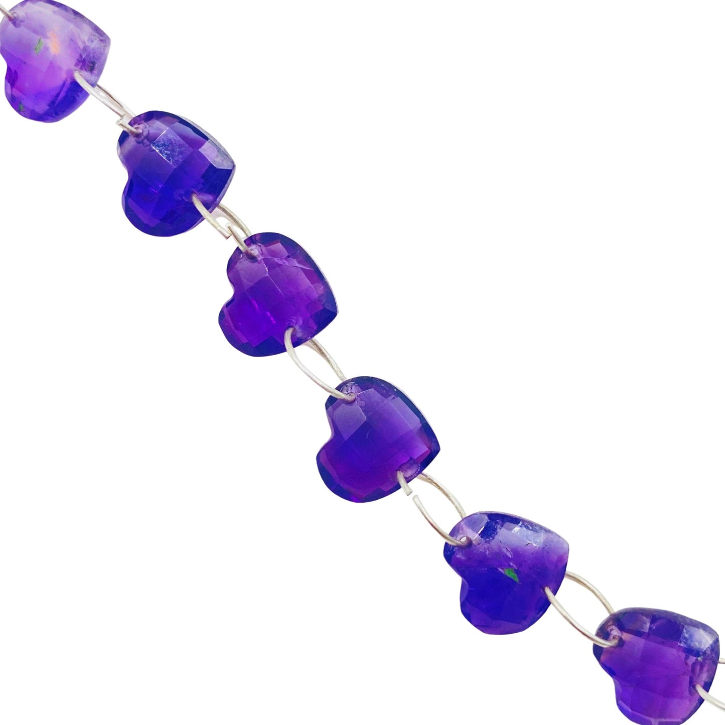 Natural Amethyst Faceted Carved Heart Gemstone Beads 10 Pcs