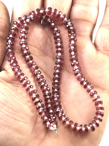 Natural Red Garnet Heishi Beads German Cut Rondelle Faceted Gemstone Beads, Strand 16 inch,  Red Garnet ! BeadsBoatInc SKU- BBI572