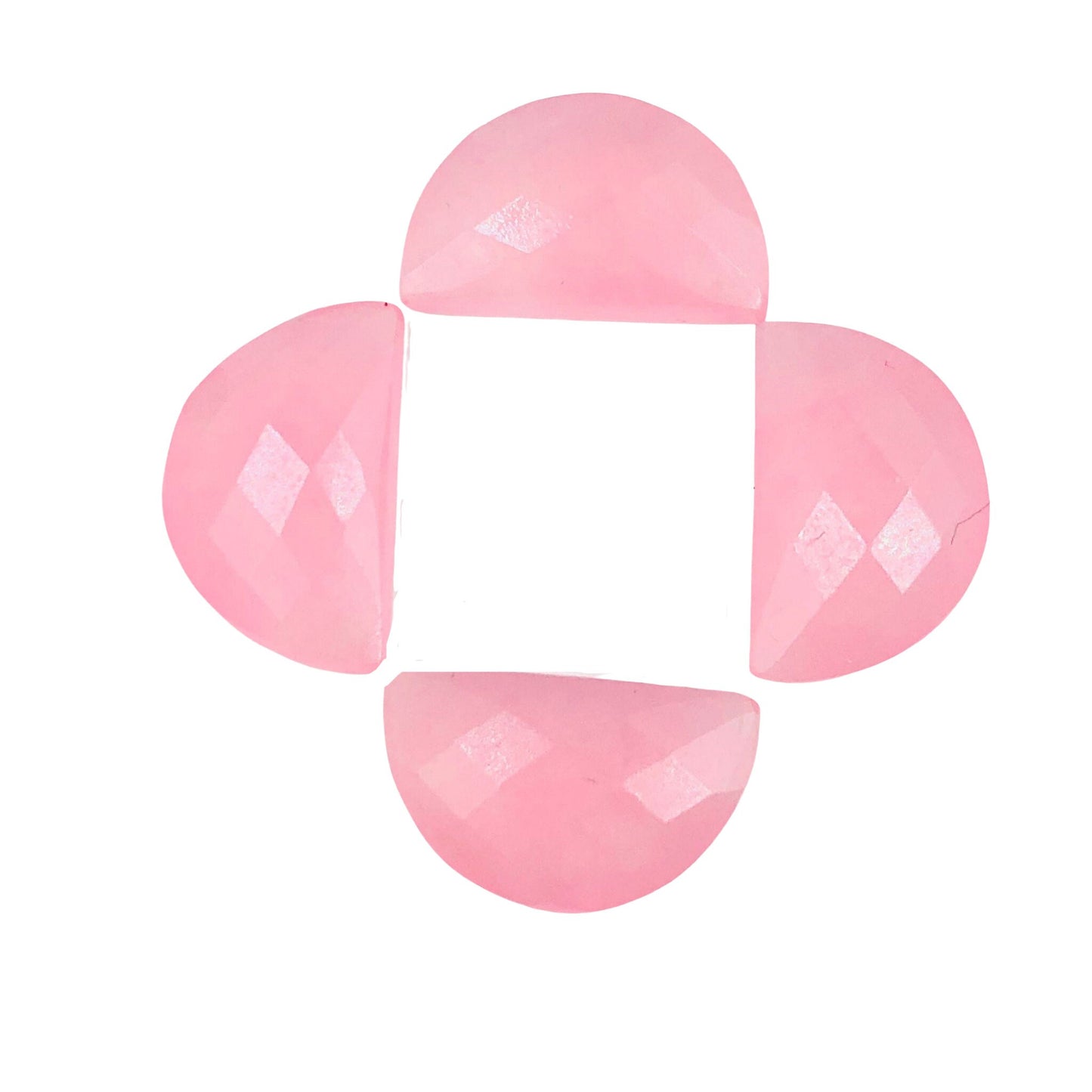 2 Pieces Pink Quartzite Faceted D' Shape Gemstone, Size 10mmx16mm, Hand Carved Briolette, Half Moon Shape Gemstone, Quartzite Beads, SKU-225