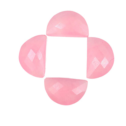 2 Pieces Pink Quartzite Faceted D' Shape Gemstone, Size 10mmx16mm, Hand Carved Briolette, Half Moon Shape Gemstone, Quartzite Beads, SKU-225