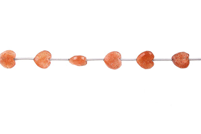 Handmade Orange Orange Sunstone 10mm Heart Beaded Healing Necklace For Mother, Natural Faceted Sunstone Gemstone Necklace BBI303