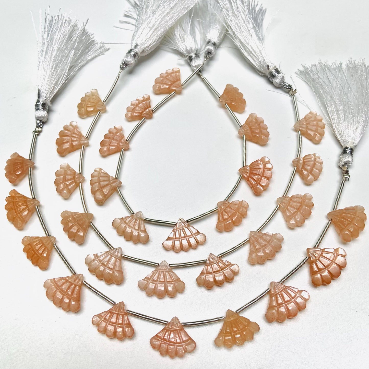 10 Pcs Natural Peach moonstone Triplet Carved Tree Shape Briolette Side Drill Beads Size 13x16x5mm fancy shape briolette for jewelry making