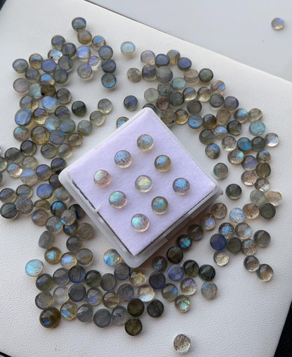 Natural Labradorite Smooth Round Gemstone Cabochon, CALIBRATED Loose Stone Cab, Round Jewelry Making Cabochons Semi Precious Cabs for ring