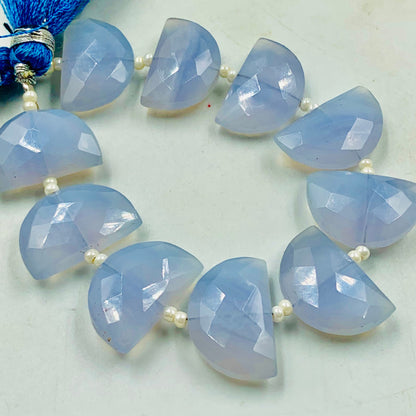 Natural Blue Lace Agate D-Shape Briolette Beads | 10x16mm Faceted Gemstones