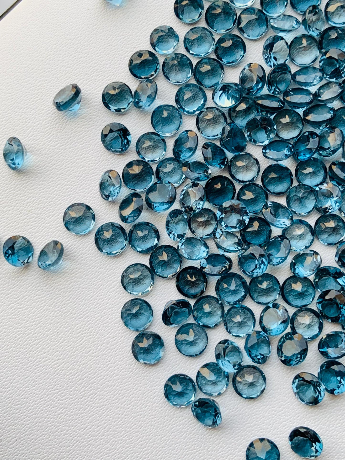 Natural London Blue Topaz Faceted Round Shape Cut Stone CALIBRATED Loose Stone Cut Round Jewelry Making Semi Precious Cut stone for rings