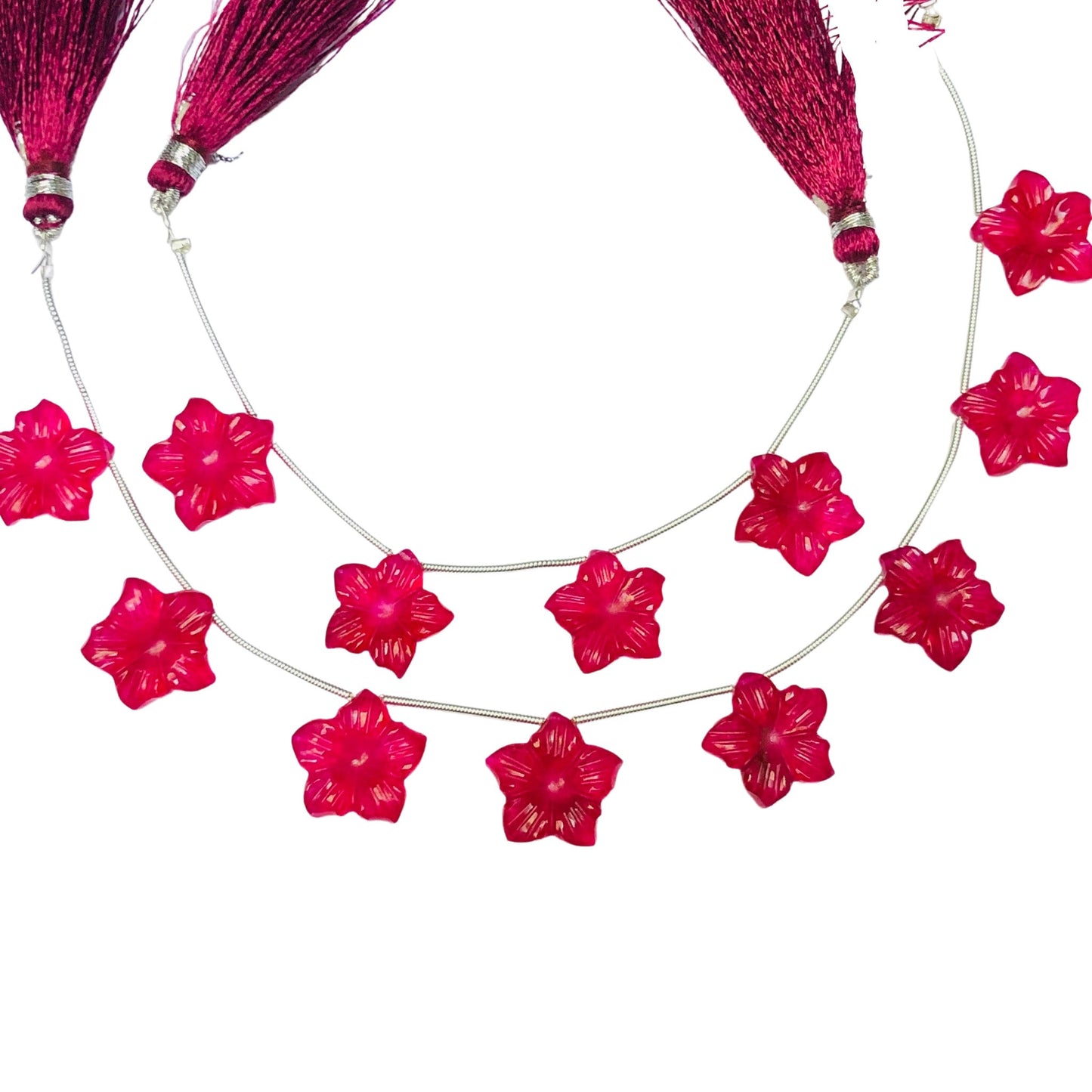 4 Pieces Beautiful Red Wine Quartzite Carved Flower Shape Briolette Side Drill Beads handmade Carved gemstone Size-16X16X4mm