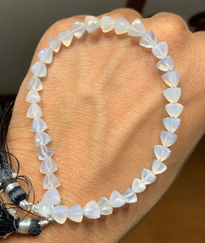 Natural Blue Lace Agate Faceted Trillion Briolette Beads