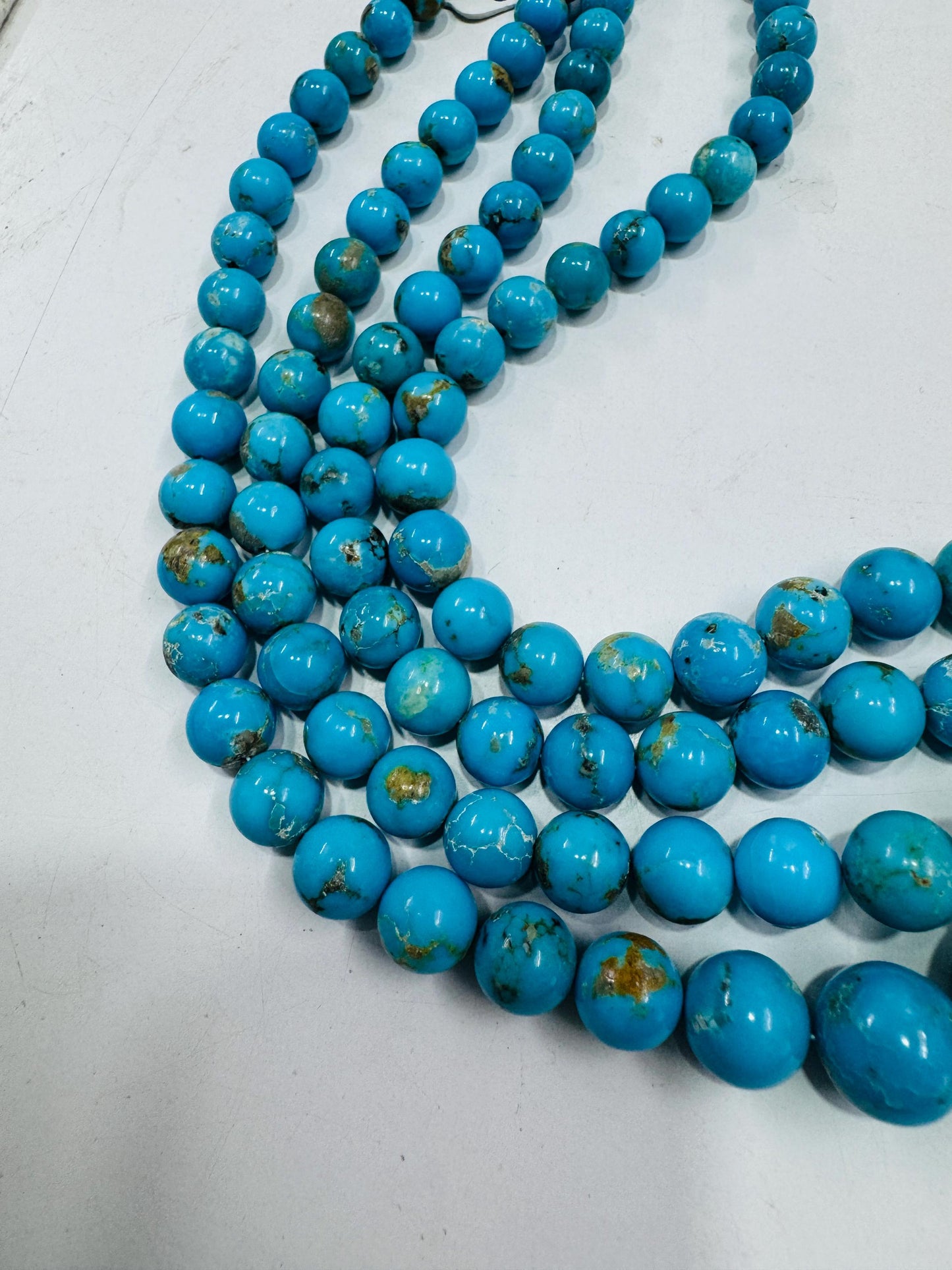 Arizona Turquoise Smooth Round Beads 16" Strand | Polished Gemstone Beads for Jewelry