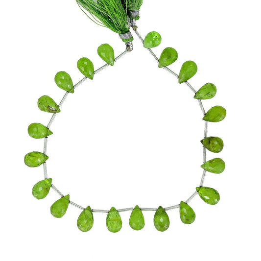AAA+ Peridot Teardrop Briolette Beads | 6mmx8mm Drops | Natural Peridot Semi Precious Gemstone Faceted Teardrop for Jewelry BBI826