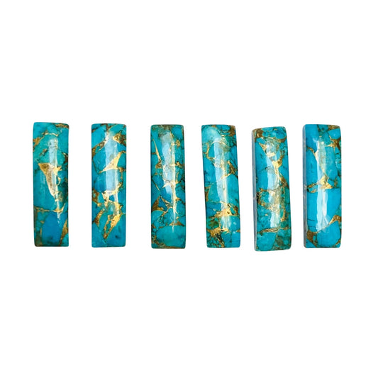 1 Pair Copper Turquoise Smooth Long Rectangle Shape Gemstone, Size 7x24mm, Matching Pair Briolette, Earring Making Gemstone , SKU - BBI983