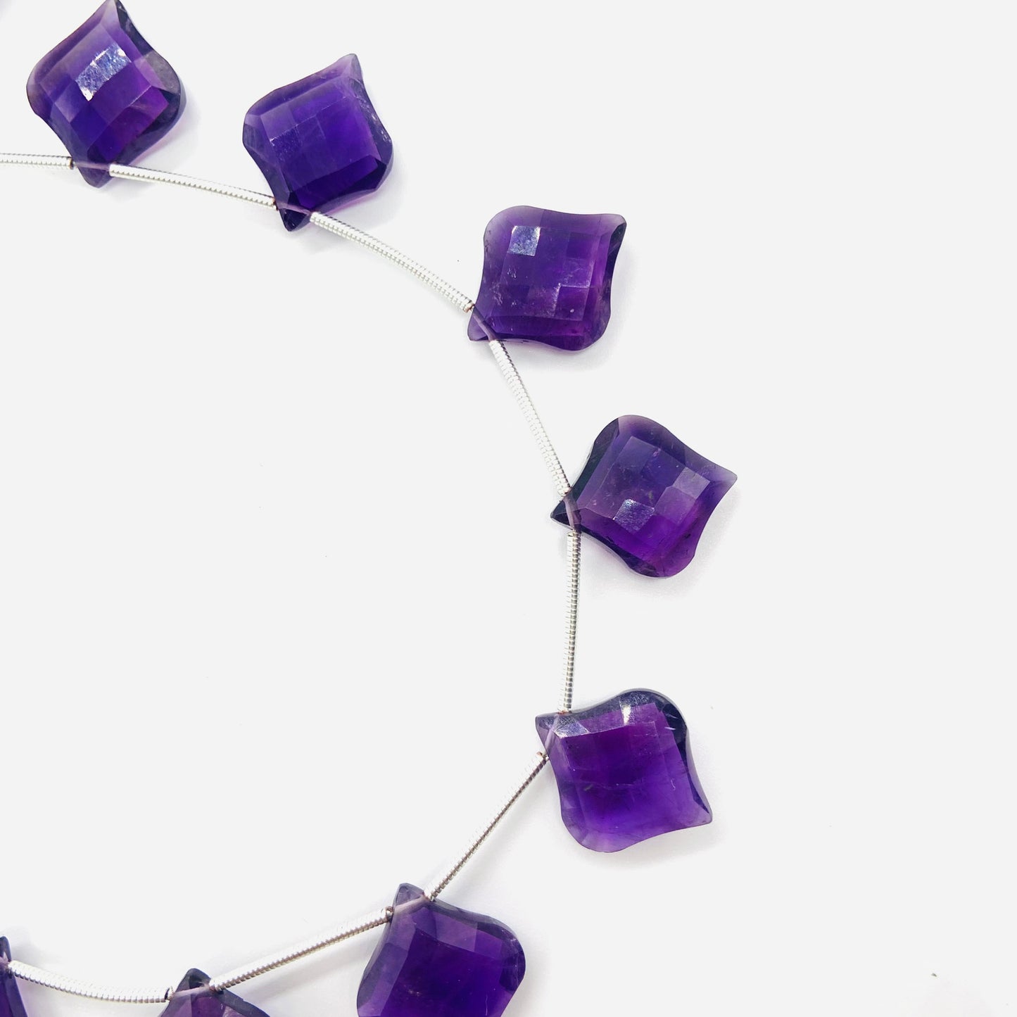 Natural Amethyst Hand Carved Fancy Cut Gemstone Beads 10 Pcs