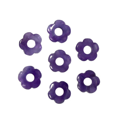 4 pcs Natural Amethyst Smooth Flower Gemstone Beads 15mm Carved Flower shape jewelry Amethyst Gemstone Jewelry Handmade Bracelet Bead BBI404