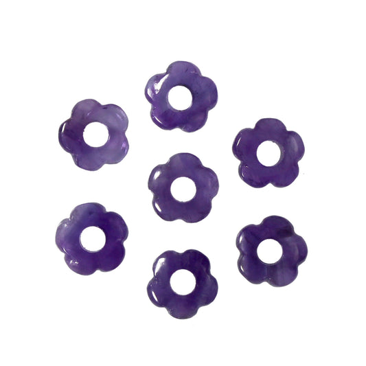 4 pcs Natural Amethyst Smooth Flower Gemstone Beads 15mm Carved Flower shape jewelry Amethyst Gemstone Jewelry Handmade Bracelet Bead BBI404