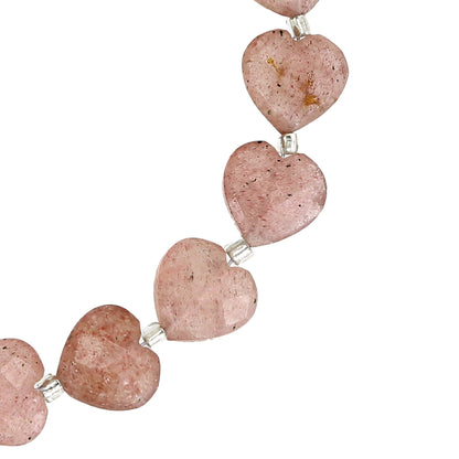 Natural Red Strawberry Quartz Carved Heart Briolette Beads 19 Pcs Jewelry Making Gemstones