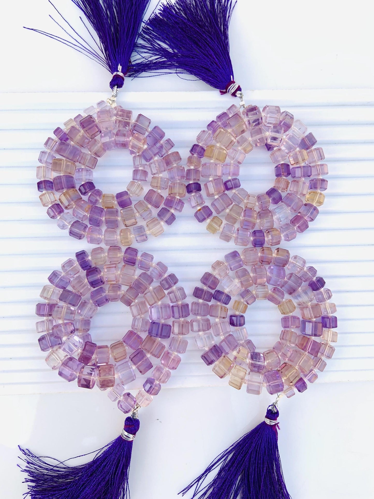 Natural Ametrine Faceted Tyre Gemstone Beads 15" Strand