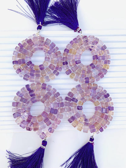 Natural Ametrine Faceted Tyre Gemstone Beads 15" Strand
