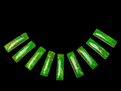 1 Pair Green Copper Turquoise Smooth Long Rectangle Shape Gemstone, Size 7x24mm, Matching Pair Briolette, Earring Making , SKU - BBI989