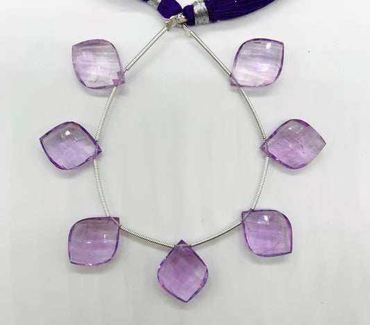Natural Pink Amethyst Fancy Beads - Side Drill Faceted Gemstone 10 Pcs