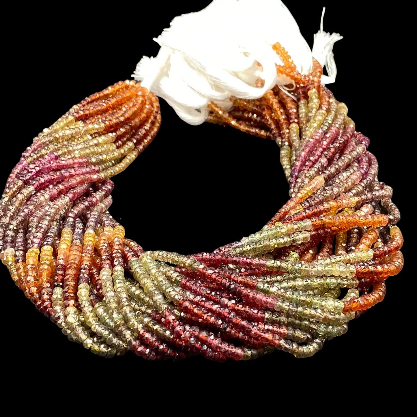 AAA+ Tundra Sapphire Faceted Rondelle Beads | 13 Inch Strand