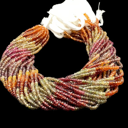 AAA+ Tundra Sapphire Faceted Rondelle Beads | 13 Inch Strand