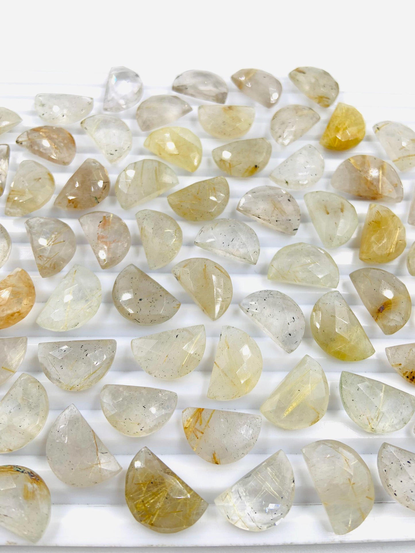 2 Pieces Natural Golden rutile gemstone, Half Moon D - shape gemstone, Earring Components natural gemstone, Half moon gemstone, size 10x16mm